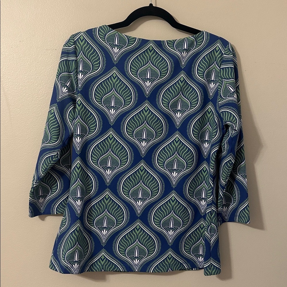 J.McLaughlin Womens Wavesong Catalina Cloth Boat Neck 3/4 Sleeve Top Sz Large - Picture 3 of 8